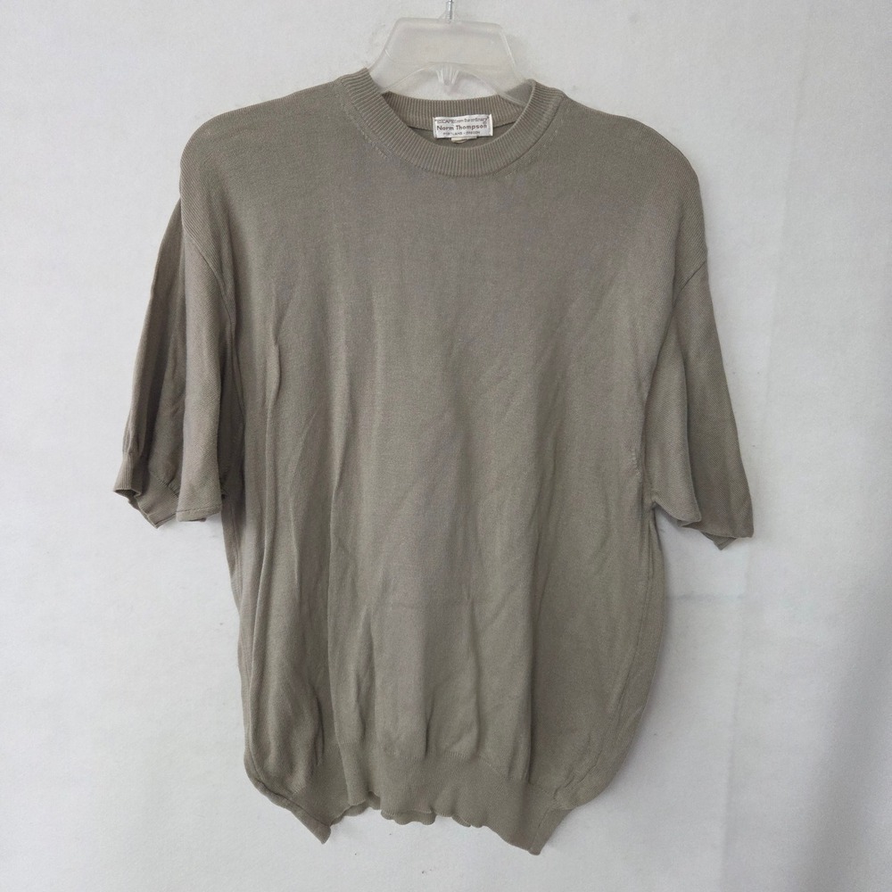 Norm Thompson Mens‎ XL Short Sleeve Sweater Cotton Modal Crew Neck Taupe Italy